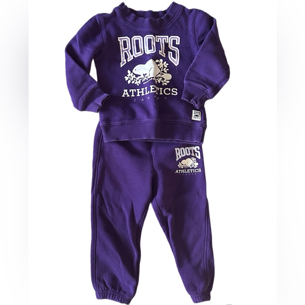 COPY - ROOTS Purple Athletic 2-Piece Outfit for Toddlers 2T Sweatshirt and Pants